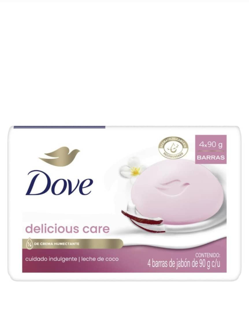 2025/10/1002719362.jpg Dove Delicious Care Bar Soap 4 x 90g - Image 1