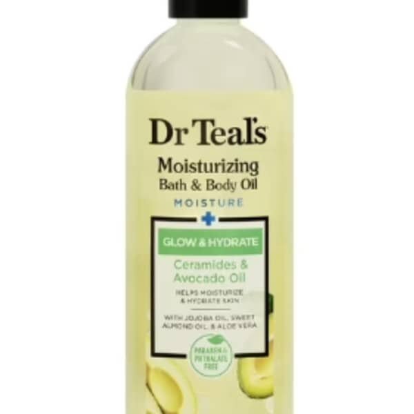 Dr Teal’s Moisturizing Bath & Body Oil, Glow & Hydrate with Ceramides and Avocado Oil 8.8 fl oz